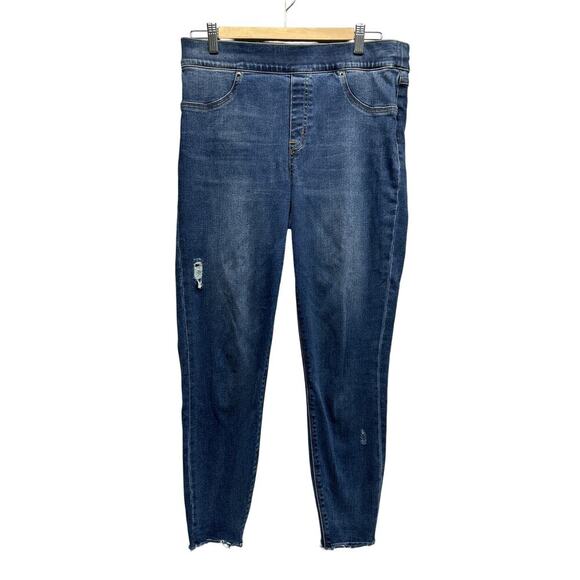 SPANX Women’s Distressed Ankle Skinny Jeans 20203R Sz Large (28) Blue - Picture 1 of 12